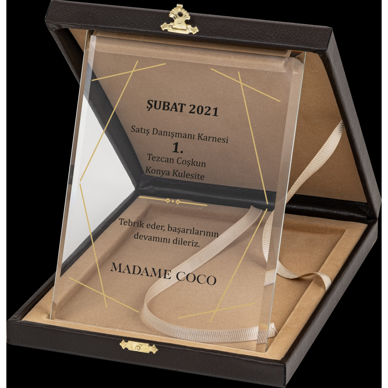 PB2051 Altın Yaldız Kristal Plaket plaket görseli