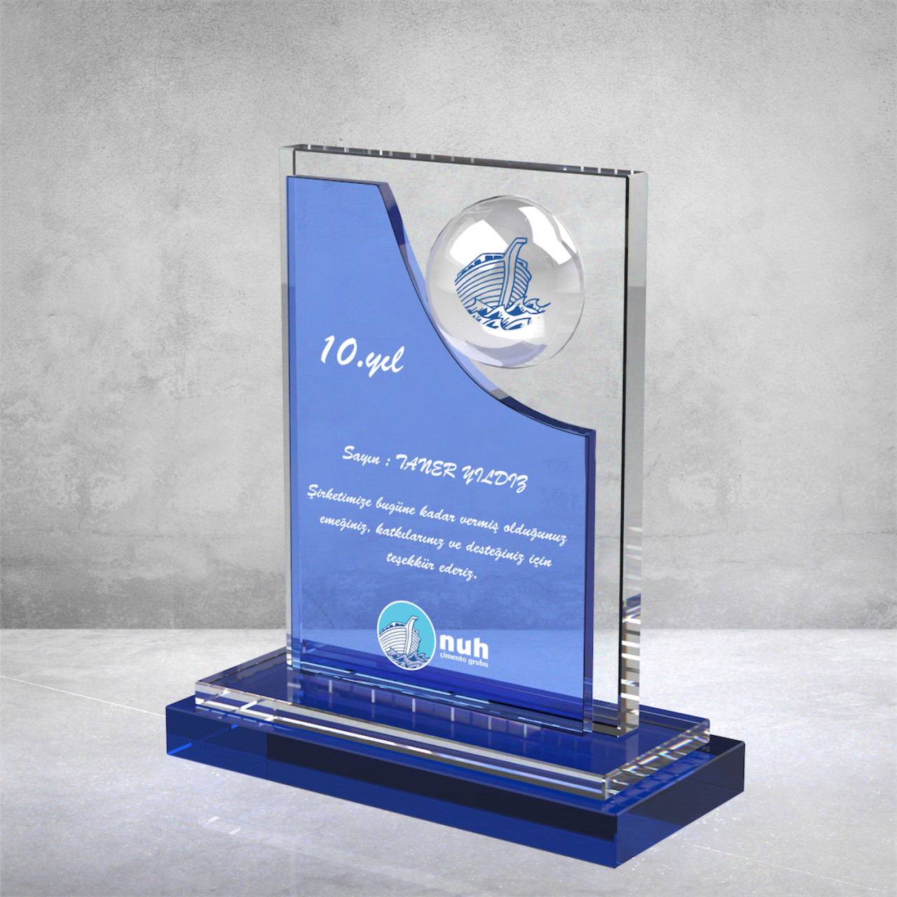 PB891 Mavi Camlı Kristal Plaket plaket modeli