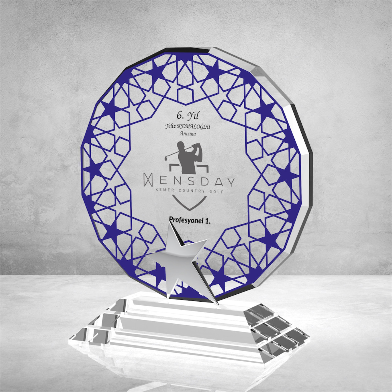 PB895 Mavi Camlı Kristal Plaket plaket modeli