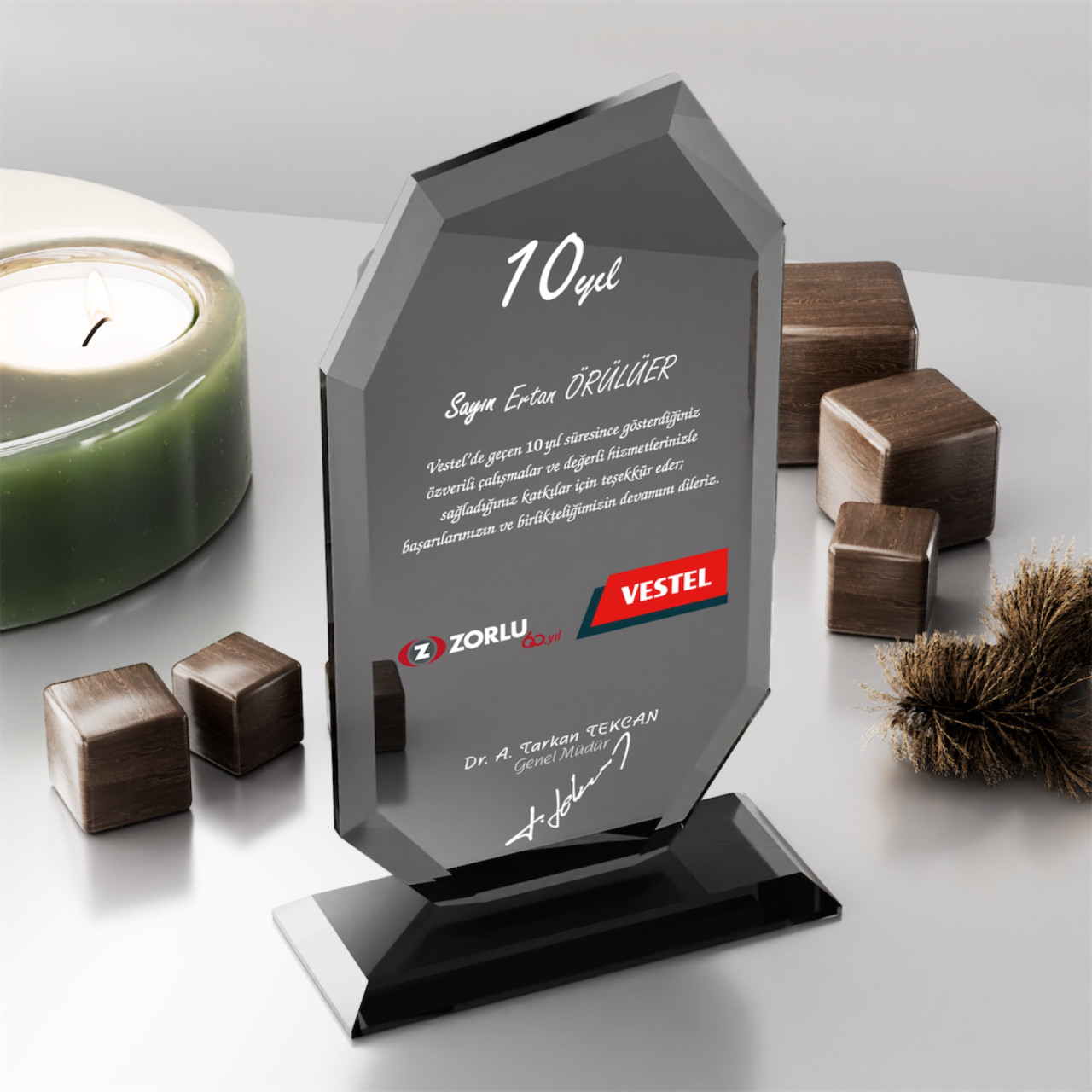 PB302-Füme Kristal Plaket plaket görseli