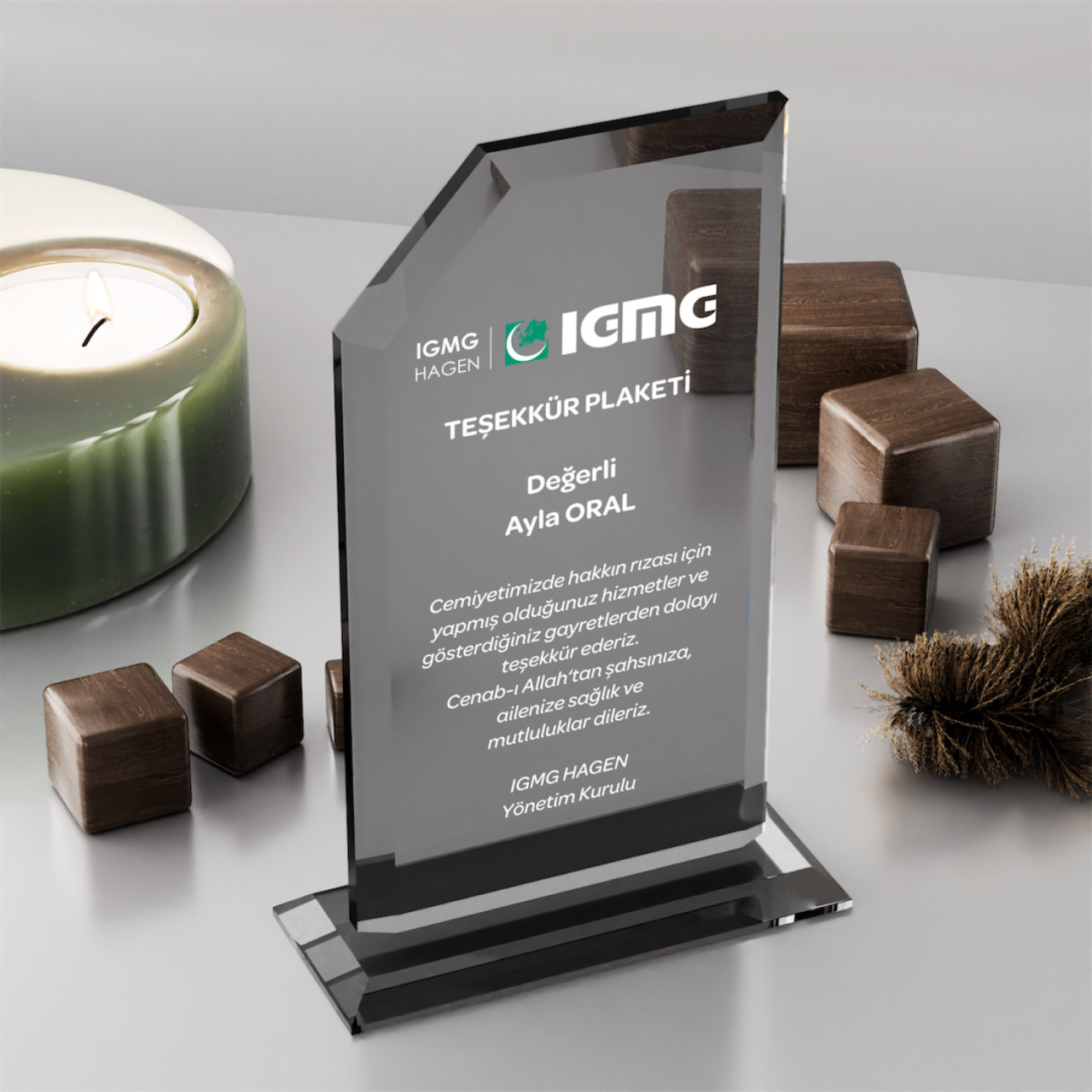 PB304-Füme Kristal Plaket plaket görseli
